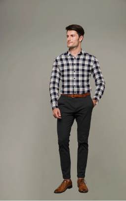 Black Cotton Checkered Full Sleeves Shirt 2