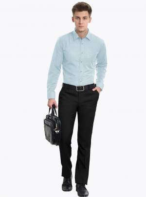 Blue Plain Cotton Full Sleeves Shirt 2