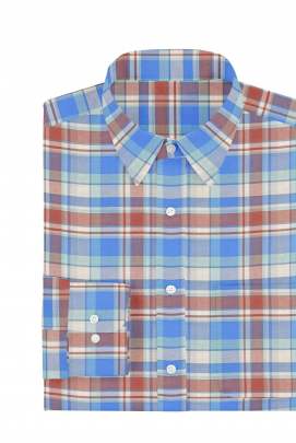 Blue and red Cotton Checkered Full Sleeves Shirt 0