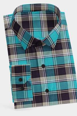 Green Cotton Checkered Full Sleeves Shirt 0