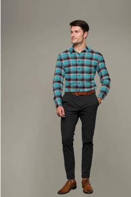 Green Cotton Checkered Full Sleeves Shirt 2