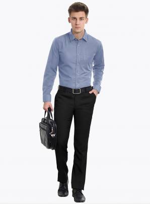 Grey Plain Cotton Full Sleeves Shirt 2