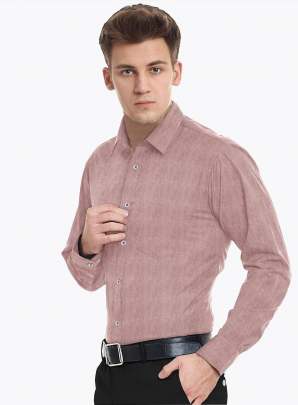 Pink Plain Cotton Full Sleeves Shirt 3