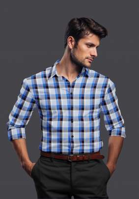 Blue Cotton Checkered Full Sleeves Shirt