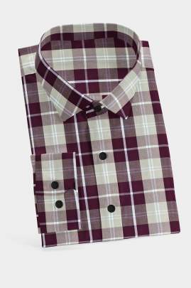 Brown Cotton Checkered Full Sleeves Shirt 0