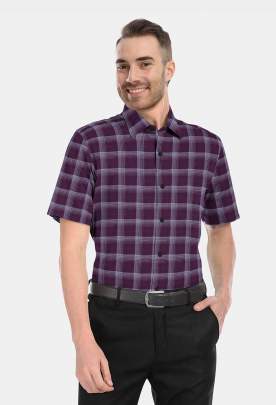 Brown Cotton Checkered Half Sleeves Shirts 1