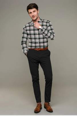 Green Cotton Checkered Full Sleeves Shirt