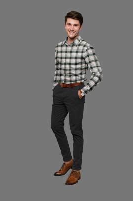 Green Cotton Checkered Full Sleeves Shirt 0