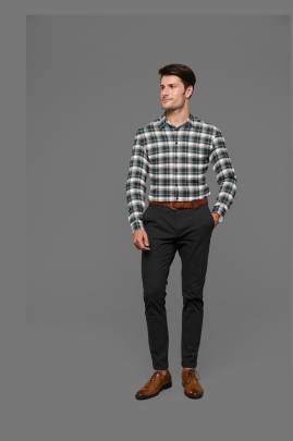 Green Cotton Checkered Full Sleeves Shirt 2