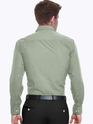 Green Plain Cotton Full Sleeves Shirt 1