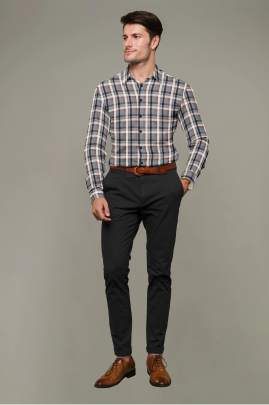 Grey Cotton Checkered Full Sleeves Shirt 2