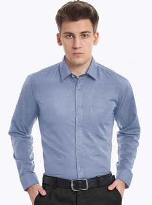 Grey Plain Cotton Full Sleeves Shirt