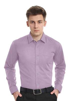 Lavender Pink Plain Cotton Full Sleeves Shirt