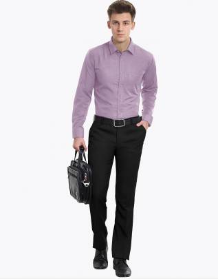 Lavender Pink Plain Cotton Full Sleeves Shirt 2