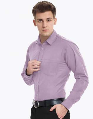 Lavender Pink Plain Cotton Full Sleeves Shirt 3