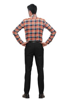 Orange Cotton Checkered Full Sleeves Shirt 1