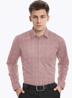 Pink Plain Cotton Full Sleeves Shirt