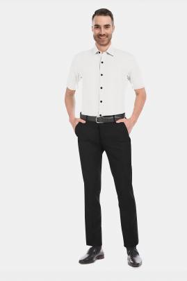 White Cotton Plain Half Sleeves Shirts 1